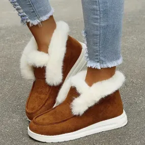 Plush Flat Bottom Furr Ankle Snow Boots