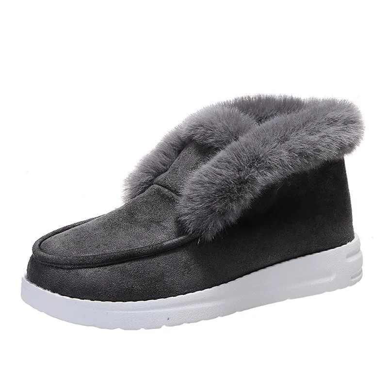 Plush Flat Bottom Furr Ankle Snow Boots