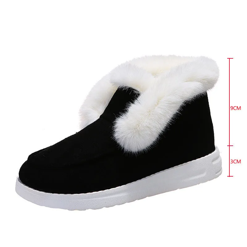 Plush Flat Bottom Furr Ankle Snow Boots