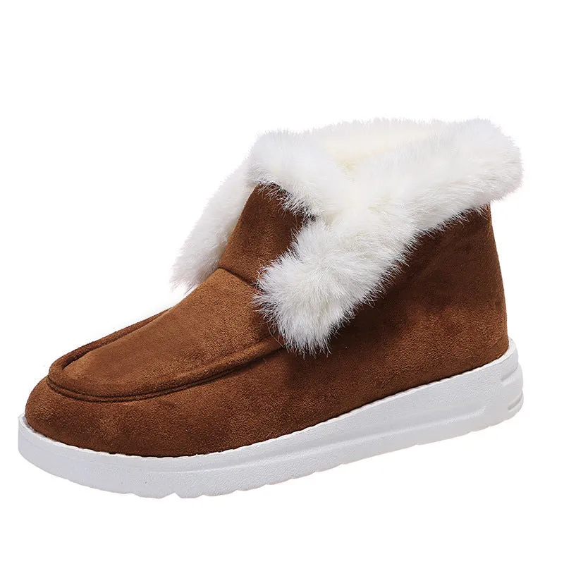 Plush Flat Bottom Furr Ankle Snow Boots