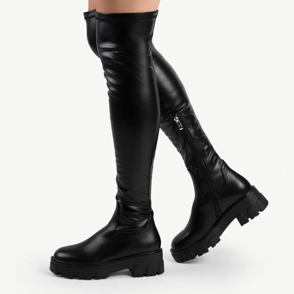 RAID Delia Over the Knee Boot in Black