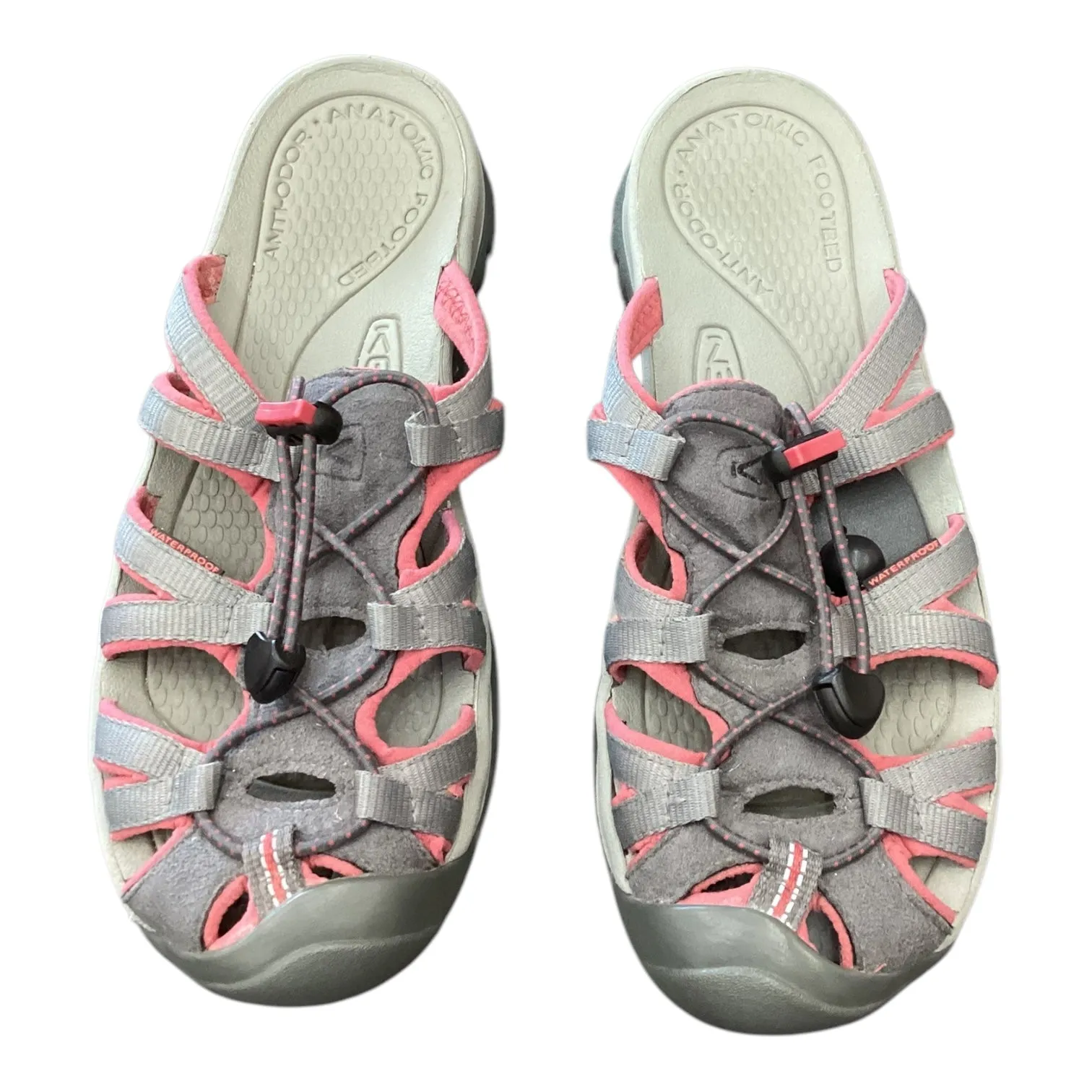 Sandals Flats By Keen In Grey & Pink, Size: 8.5