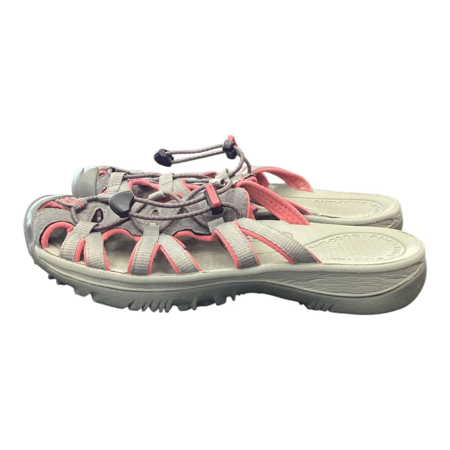 Sandals Flats By Keen In Grey & Pink, Size: 8.5