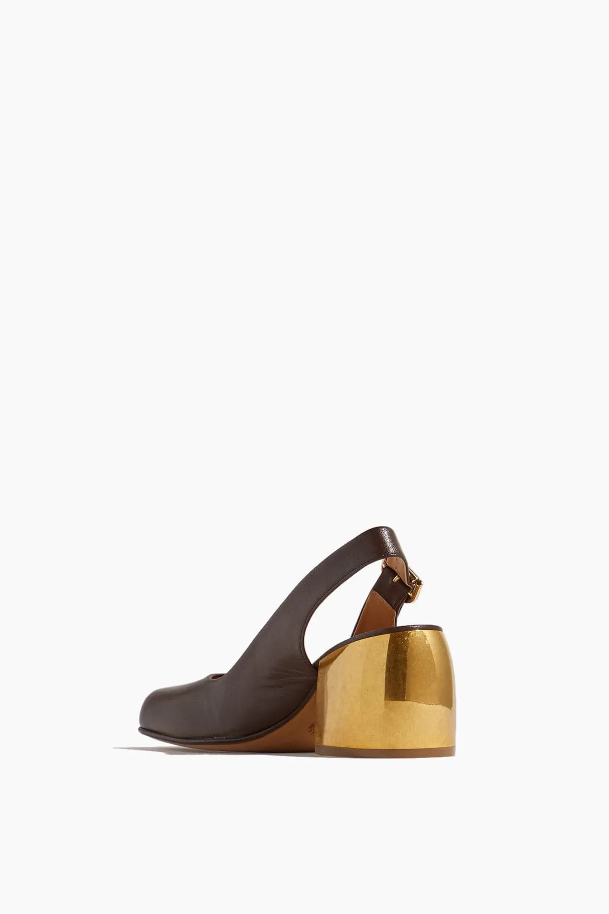 Sling Back Pump with Gold Heel in Brown