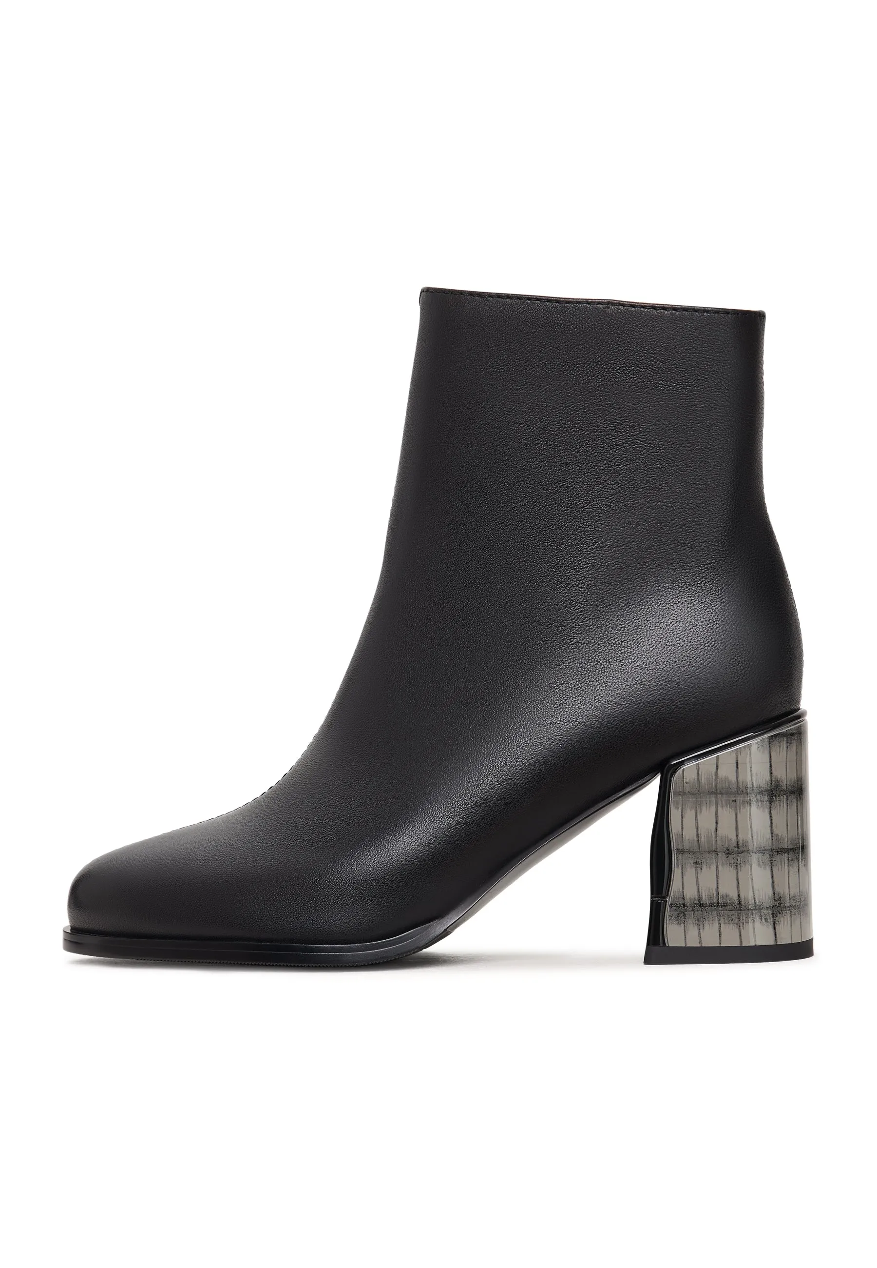 Soft Leather Heel Boots Ella - Black