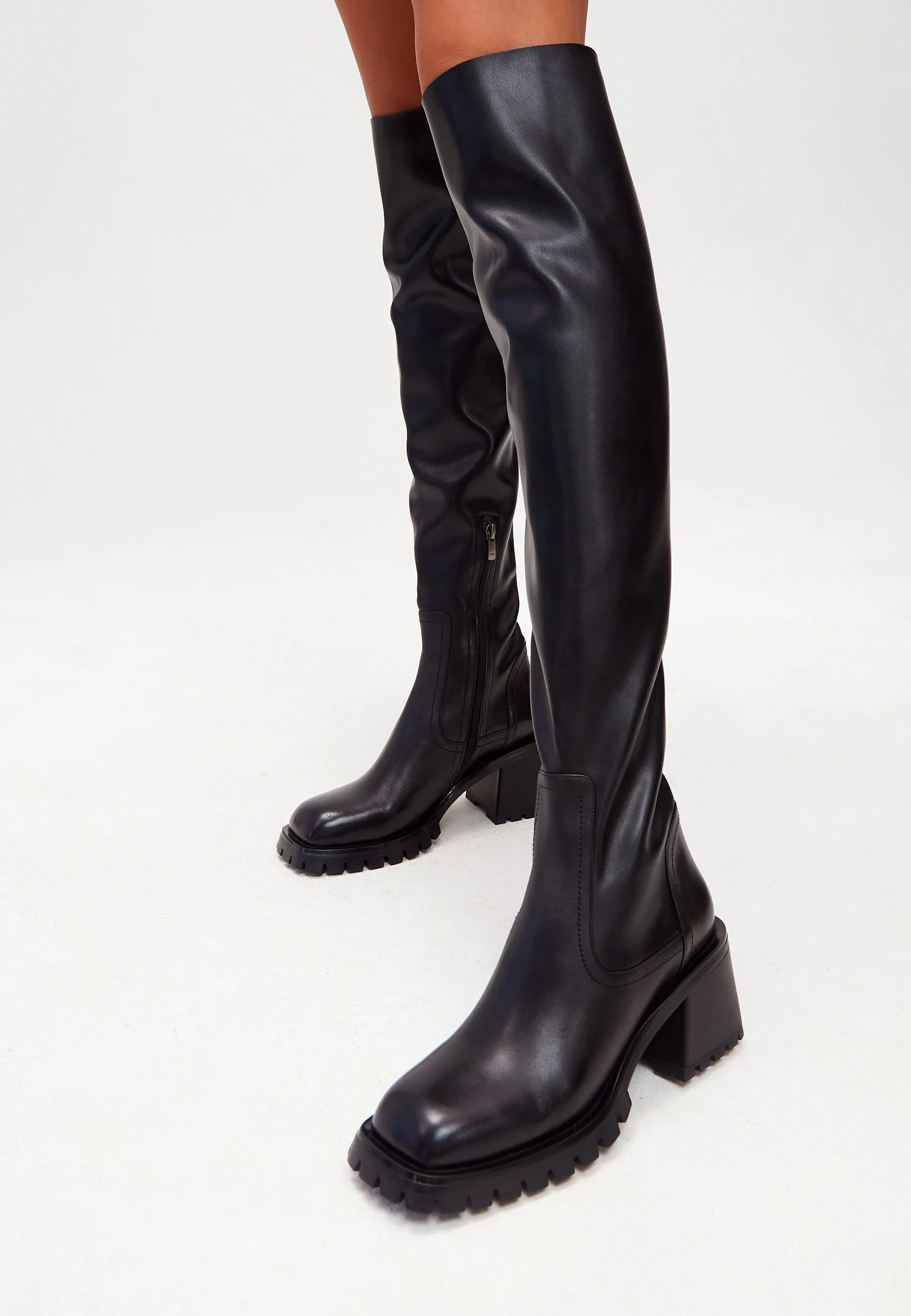 Stylish Black Over-the-Knee Leather Boots for Women | Trendy High-Heel Boots