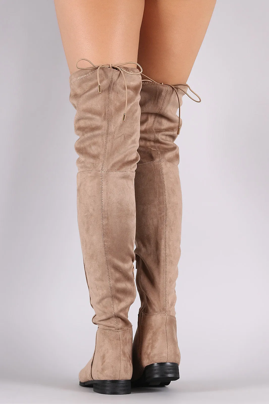 Suede Drawstring Tie Over-The-Knee Riding Boots