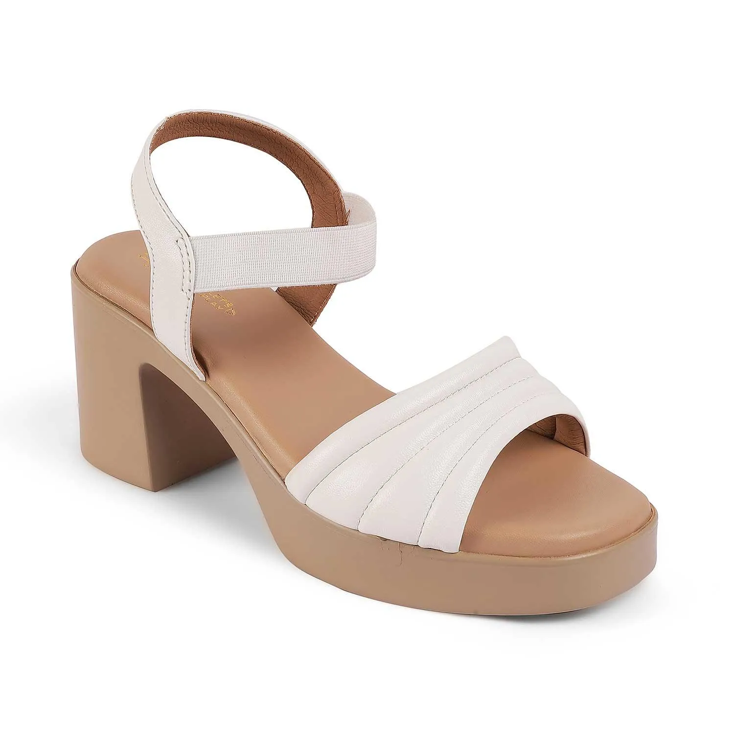 Tresmode Menzo White Women's Dress Block Heel Sandals