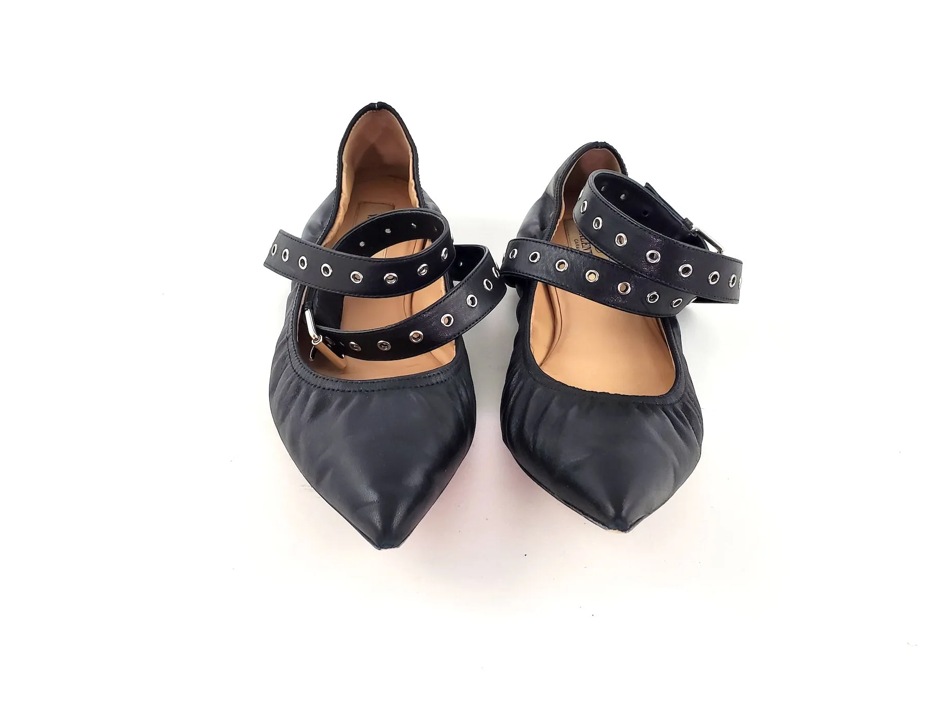 VALENTINO Black Ballerina Pointed Toe Flats 38.5