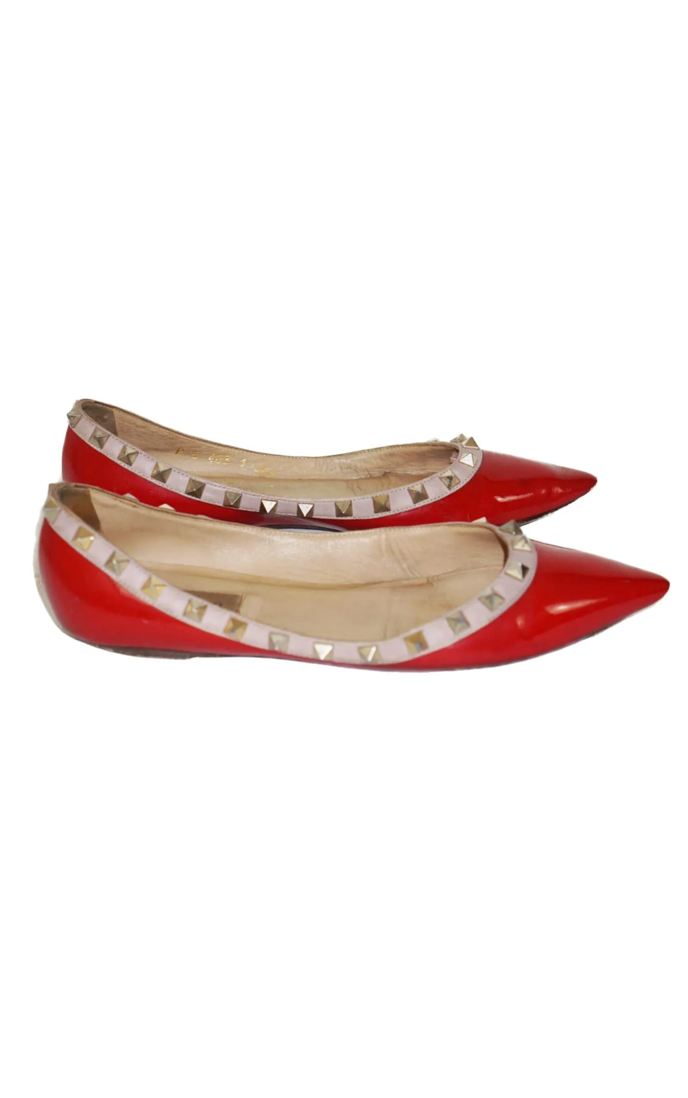 VALENTINO Rockstud Pointy Red Patent Flats