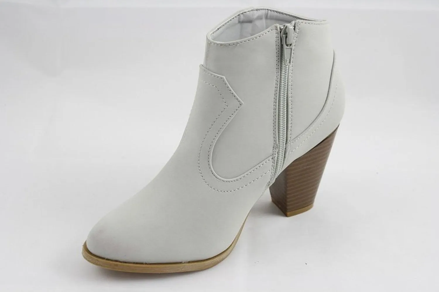 Western Chic Boot Vegan Nubuck Chunky Ankle Booties