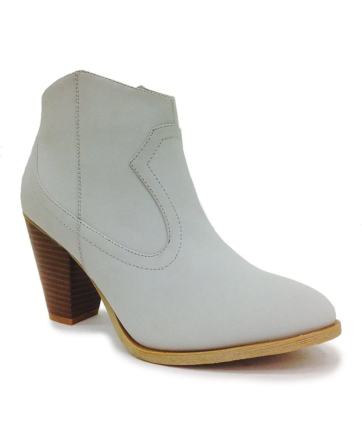 Western Chic Boot Vegan Nubuck Chunky Ankle Booties