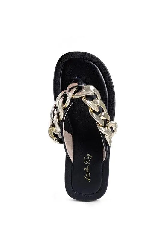 Women's Shoes Zing Link Chain Thong Flats