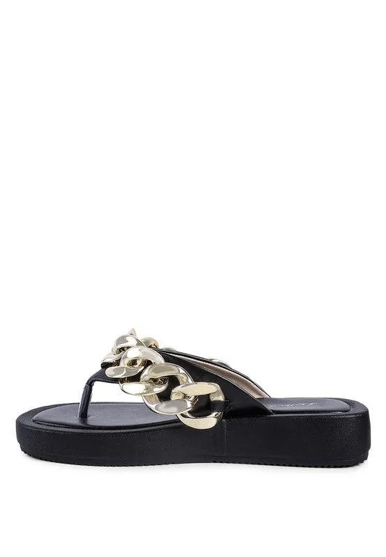 Women's Shoes Zing Link Chain Thong Flats