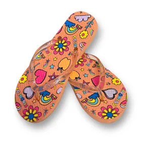 Youth Girl Size 2/3 Peach Love & Kindness Thong Sandals